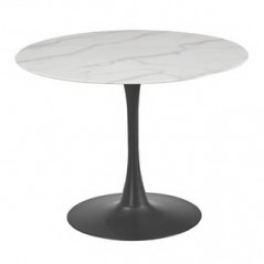 VL Circe Dining Table 1000 - White Marbled Glass